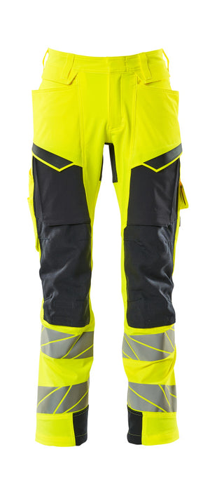 MASCOT Trousers with kneepad pockets – Hi-Vis Yellow/Dark Navy