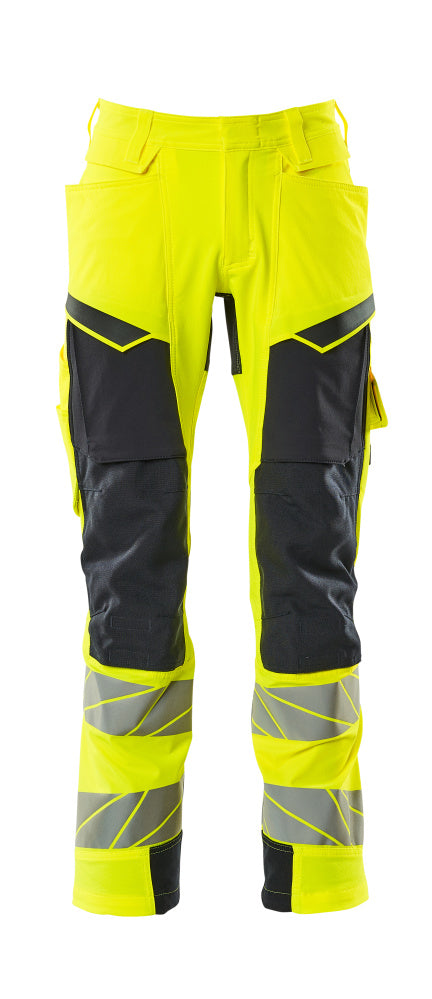 MASCOT Trousers with kneepad pockets – Hi-Vis Yellow/Dark Navy