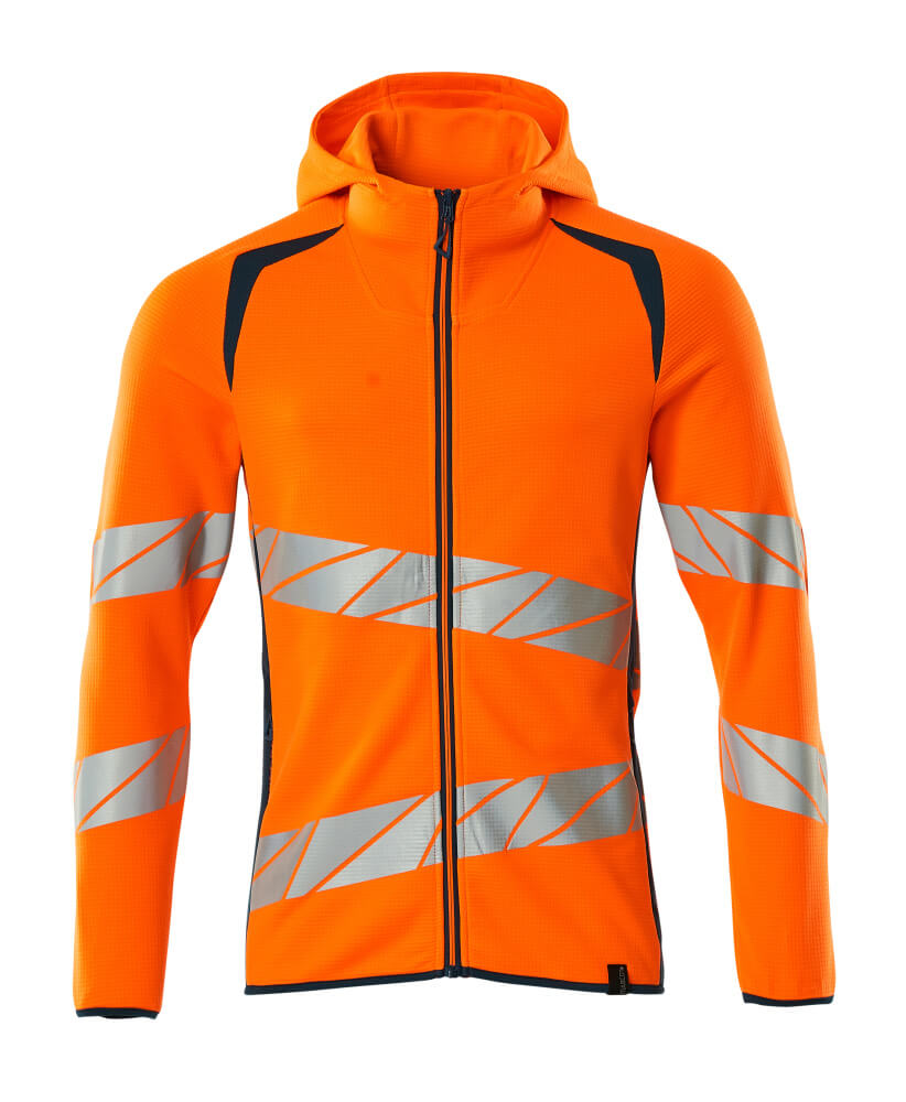 MASCOT Hoodie with zipper – Hi-Vis Orange/Dark Petroleum