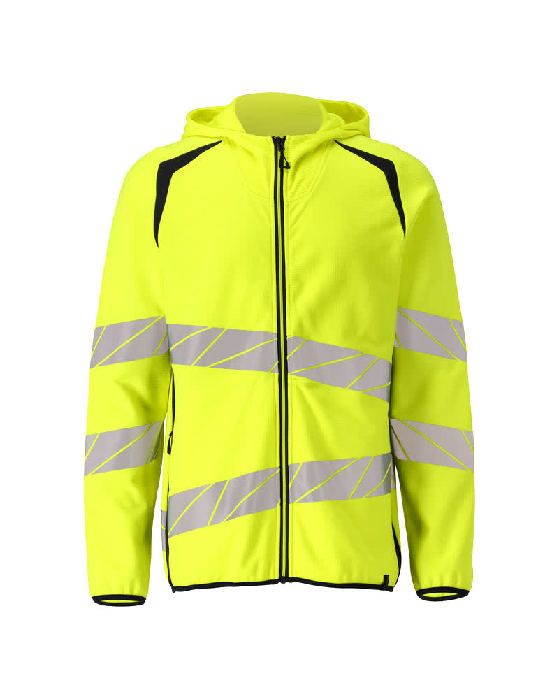 MASCOT Hoodie with zipper – Hi-Vis Yellow/Dark Navy