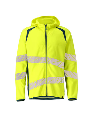 MASCOT Hoodie with zipper – Hi-Vis Yellow/Dark Petroleum