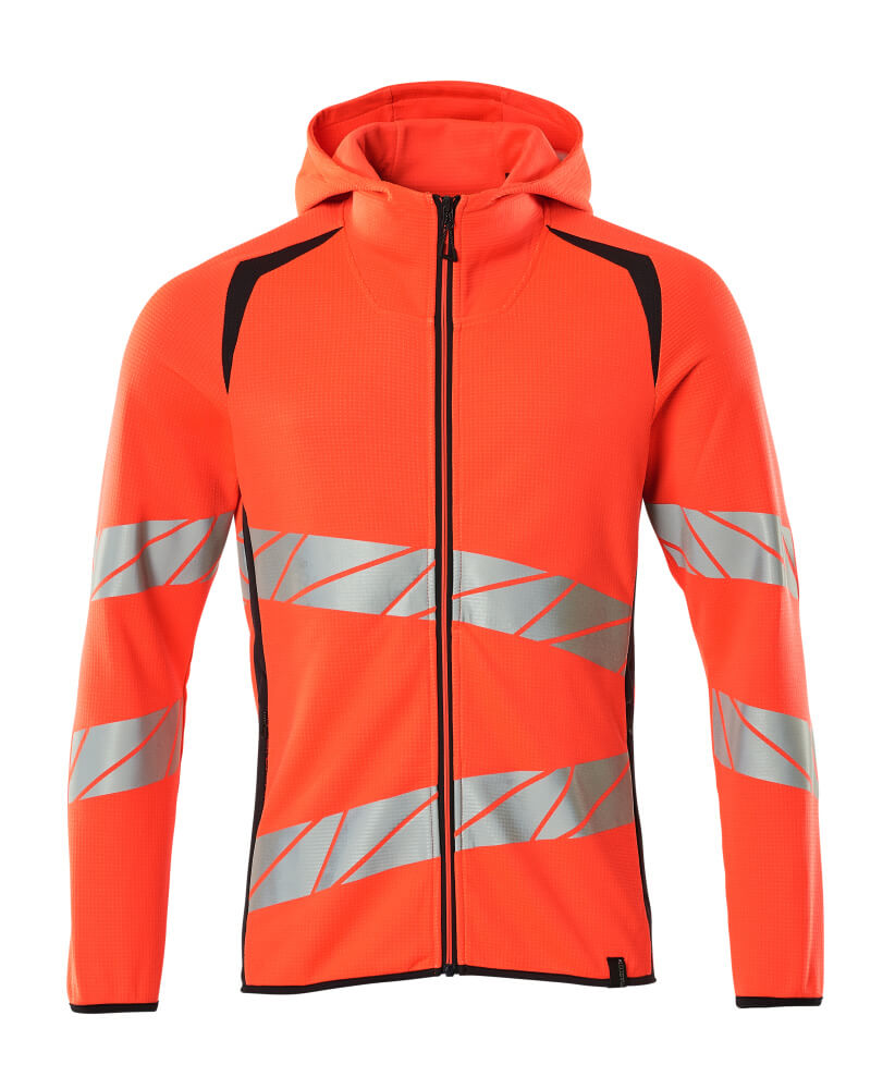 MASCOT Hoodie with zipper – Hi-Vis Red/Dark Navy