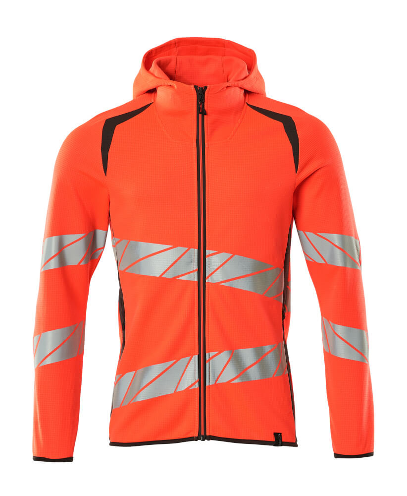 MASCOT Hoodie with zipper – Hi-Vis Red/Dark Anthracite