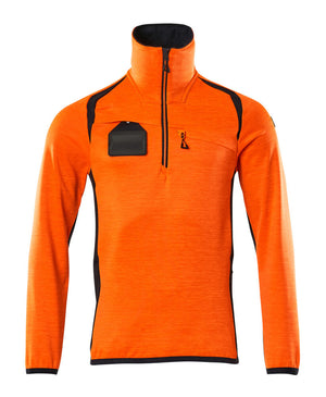 MASCOT Fleece Jumper with half zip – Hi-Vis Orange/Dark Navy