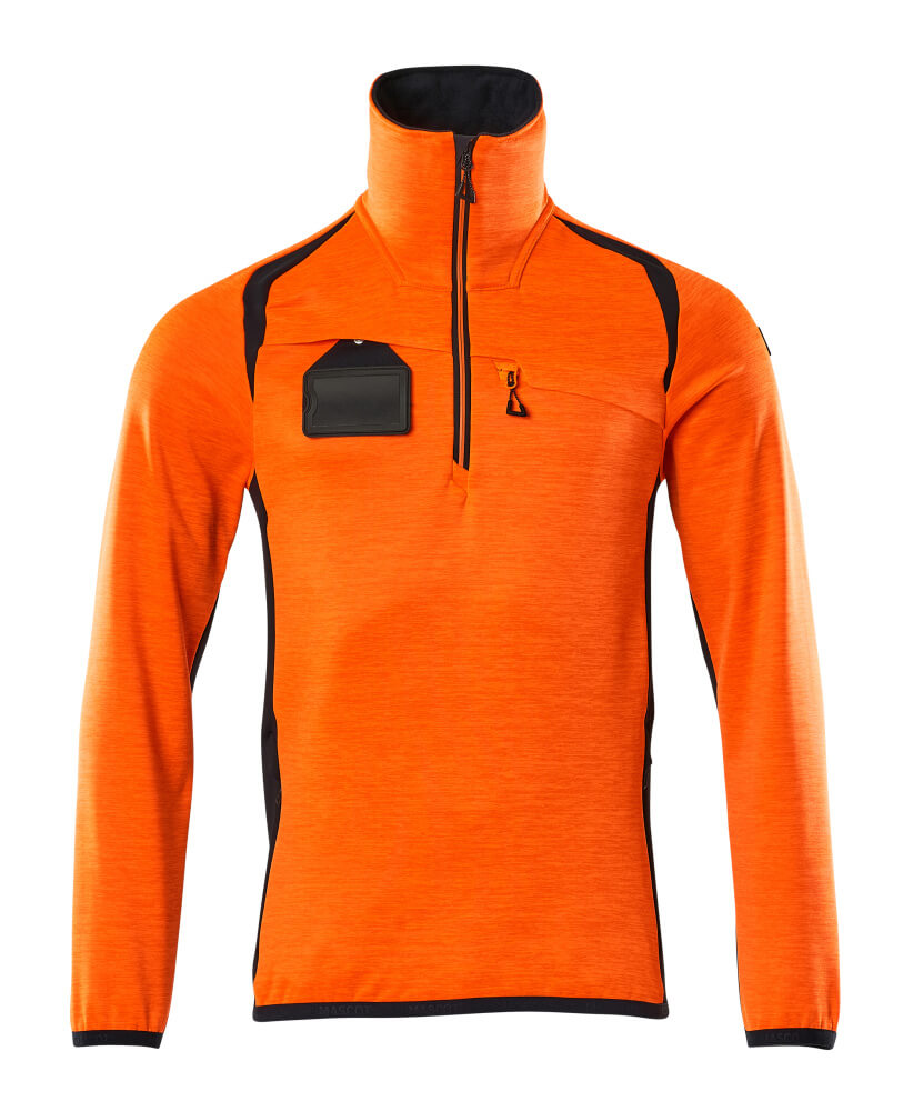 MASCOT Fleece Jumper with half zip – Hi-Vis Orange/Dark Navy