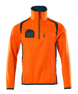 MASCOT Fleece Jumper with half zip – Hi-Vis Orange/Dark Petroleum