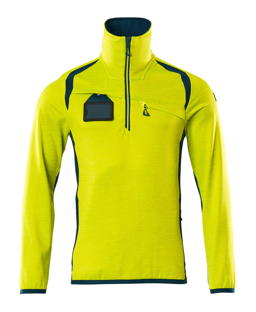 MASCOT Fleece Jumper with half zip – Hi-Vis Yellow/Dark Petroleum