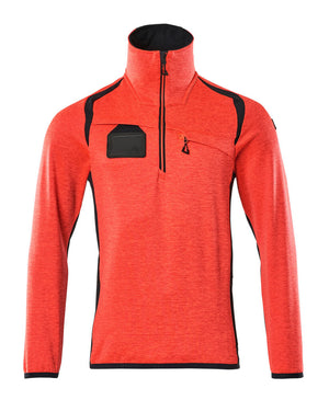 MASCOT Fleece Jumper with half zip – Hi-Vis Red/Dark Navy