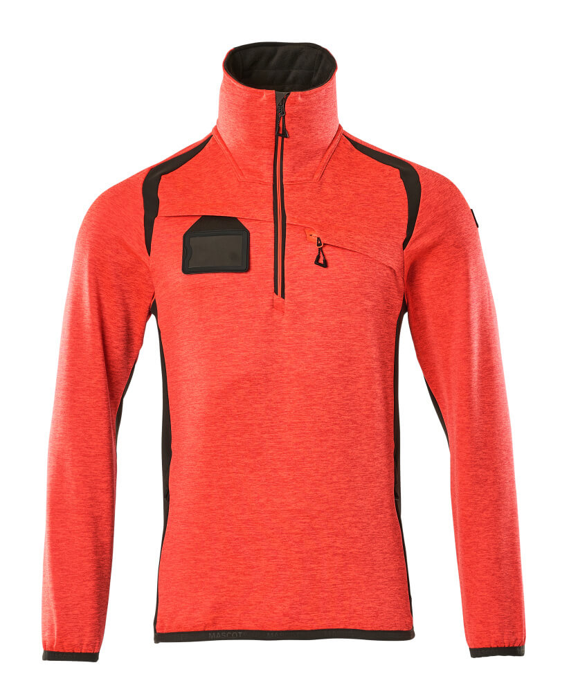 MASCOT Fleece Jumper with half zip – Hi-Vis Red/Dark Anthracite
