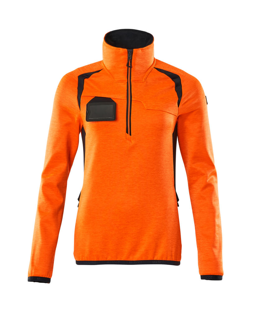 MASCOT Fleece Jumper with half zip – Hi-Vis Orange/Dark Navy