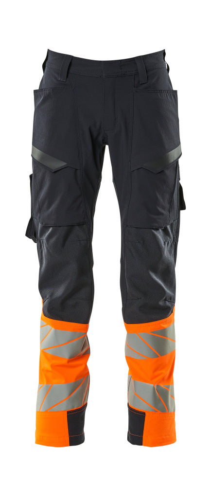 MASCOT Trousers with thigh pockets – Dark Navy/Hi-Vis Orange