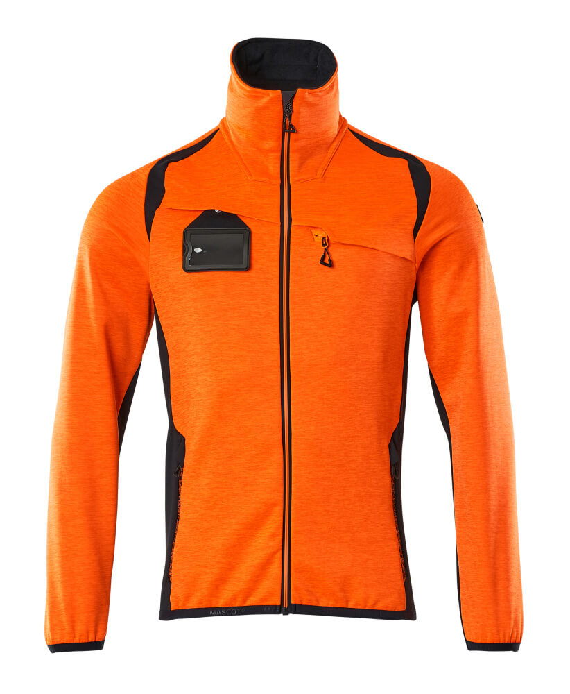 MASCOT Fleece Jumper with zipper – Hi-Vis Orange/Dark Navy