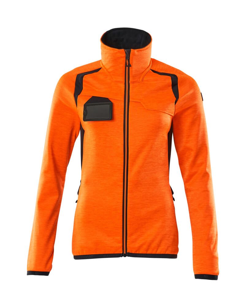 MASCOT Fleece Jumper with zipper – Hi-Vis Orange/Dark Navy