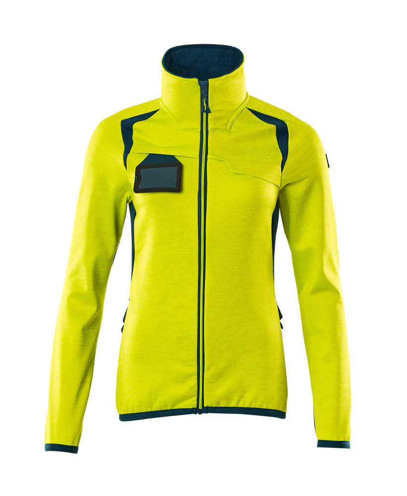 MASCOT Fleece Jumper with zipper – Hi-Vis Yellow/Dark Petroleum