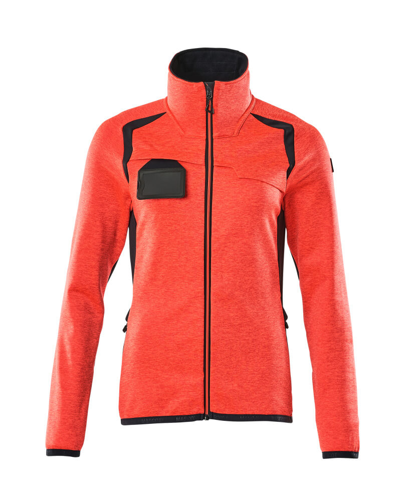 MASCOT Fleece Jumper with zipper – Hi-Vis Red/Dark Navy
