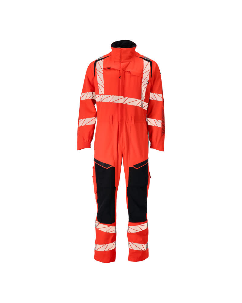 MASCOT Boilersuit with kneepad pockets – Hi-Vis Red/Dark Navy