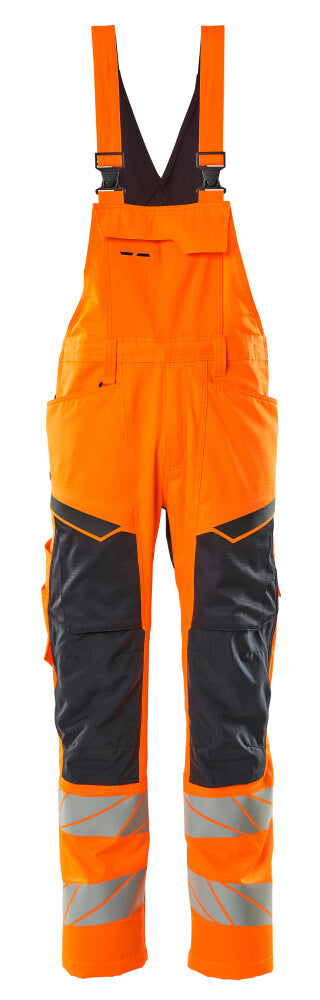 MASCOT Bib & Brace with kneepad pockets – Hi-Vis Orange/Dark Navy