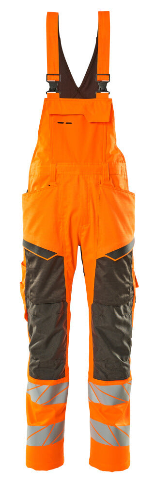 MASCOT Bib & Brace with kneepad pockets – Hi-Vis Orange/Dark Anthracite