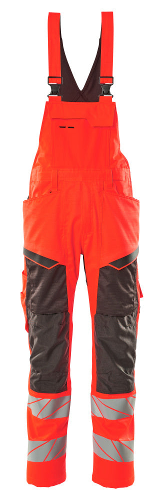 MASCOT Bib & Brace with kneepad pockets – Hi-Vis Red/Dark Anthracite