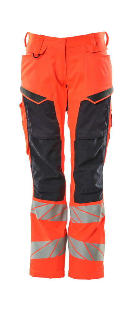 MASCOT Trousers with kneepad pockets – Hi-Vis Red/Dark Navy
