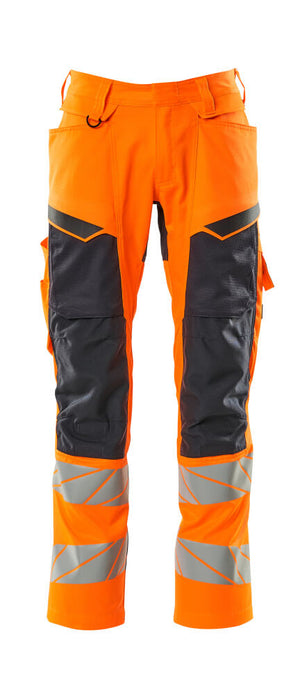 MASCOT Trousers with kneepad pockets – Hi-Vis Orange/Dark Navy