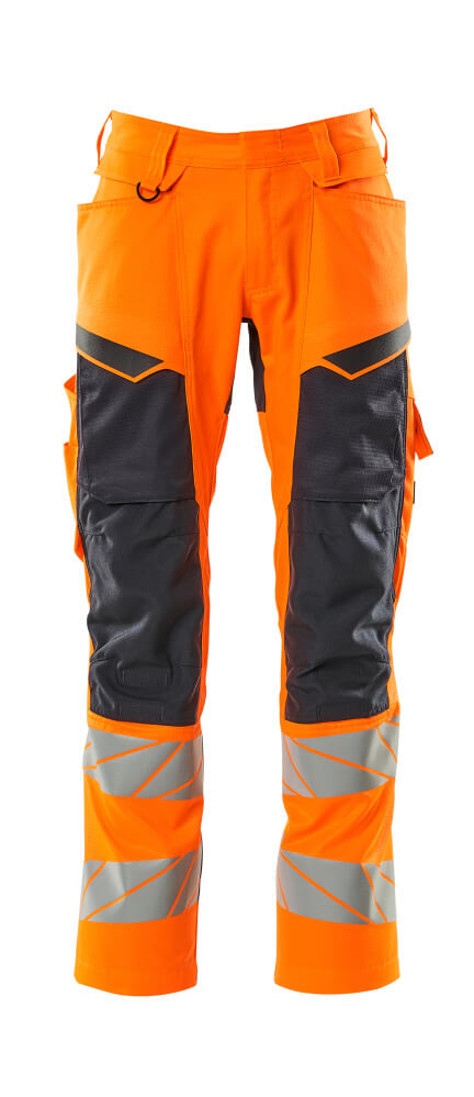 MASCOT Trousers with kneepad pockets – Hi-Vis Orange/Dark Navy