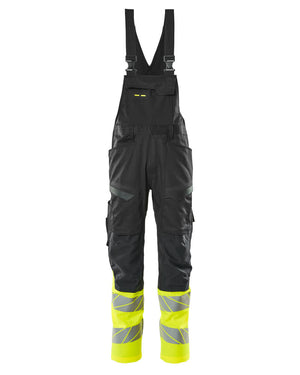 MASCOT Bib & Brace with kneepad pockets – Black/Hi-Vis Yellow