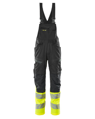 MASCOT Bib & Brace with kneepad pockets – Black/Hi-Vis Yellow