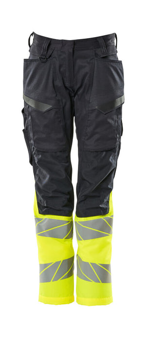 MASCOT Trousers with kneepad pockets – Dark Navy/Hi-Vis Yellow
