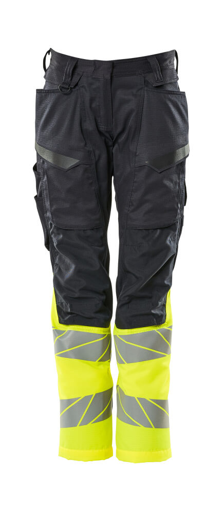 MASCOT Trousers with kneepad pockets – Dark Navy/Hi-Vis Yellow