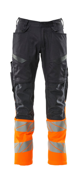 MASCOT Trousers with kneepad pockets – Dark Navy/Hi-Vis Orange