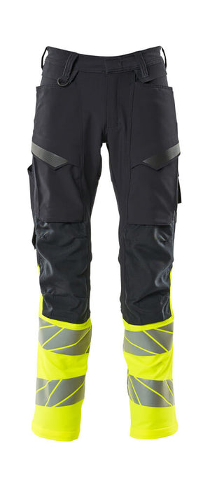 MASCOT Trousers with kneepad pockets – Dark Navy/Hi-Vis Yellow