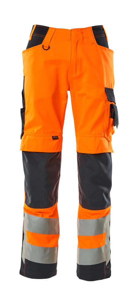 MASCOT Trousers with kneepad pockets – Hi-Vis Orange/Dark Navy