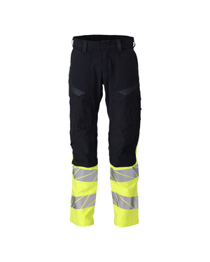 MASCOT Trousers with kneepad pockets – Dark Navy/Hi-Vis Yellow