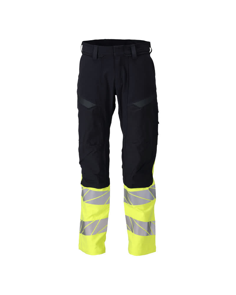 MASCOT Trousers with kneepad pockets – Dark Navy/Hi-Vis Yellow