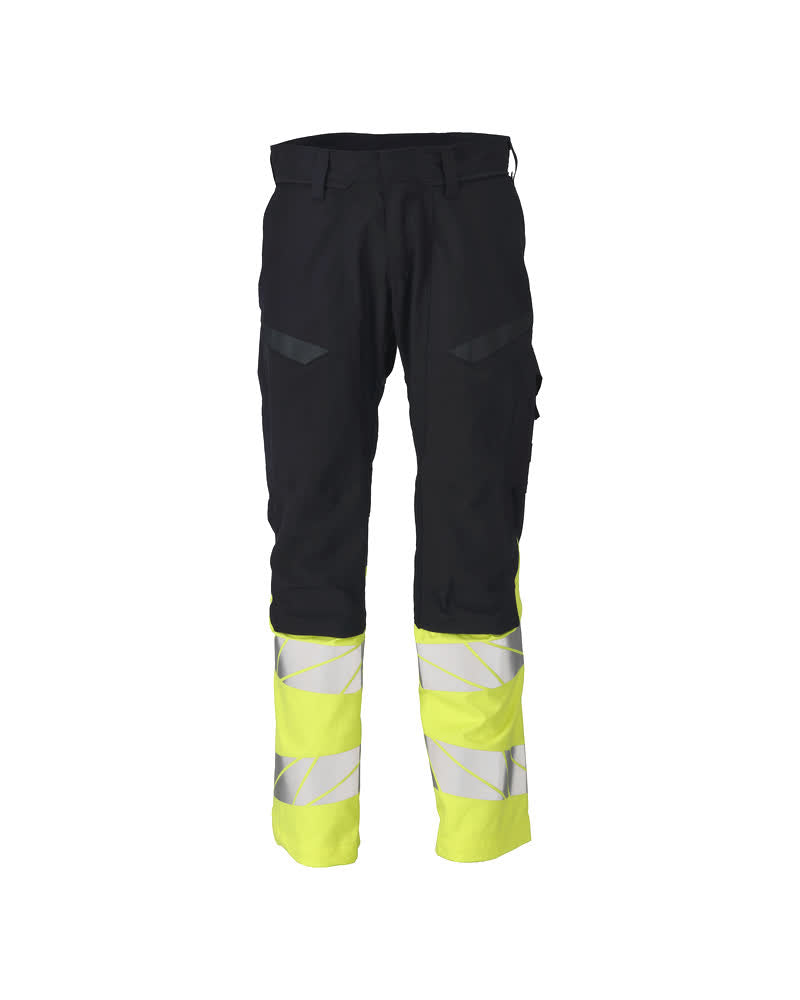 MASCOT Trousers with kneepad pockets – Dark Navy/Hi-Vis Yellow