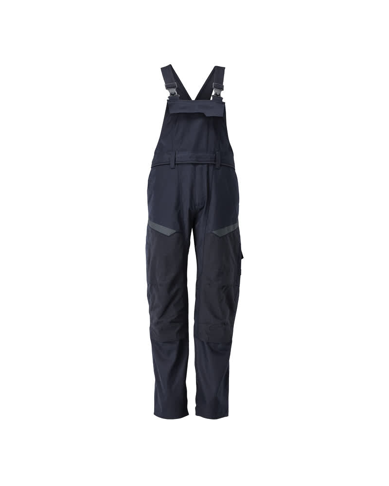 MASCOT Bib & Brace with kneepad pockets – Dark Navy/Hi-Vis Yellow