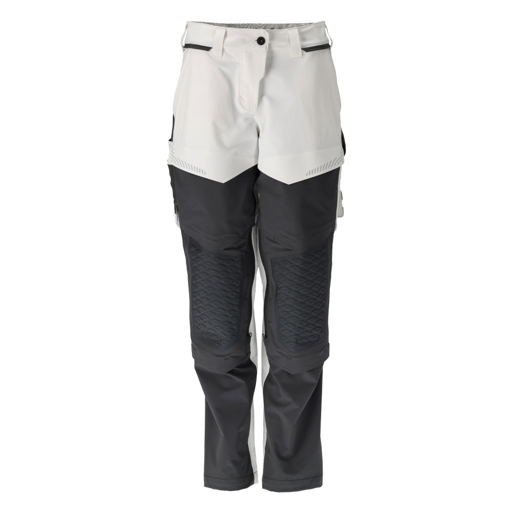 MASCOT Trousers with kneepad pockets, painter – White/Stone Grey