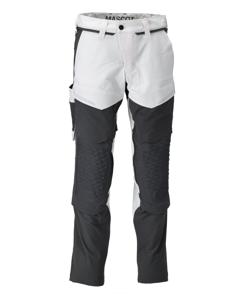 MASCOT Trousers with kneepad pockets, painter – White/Stone Grey