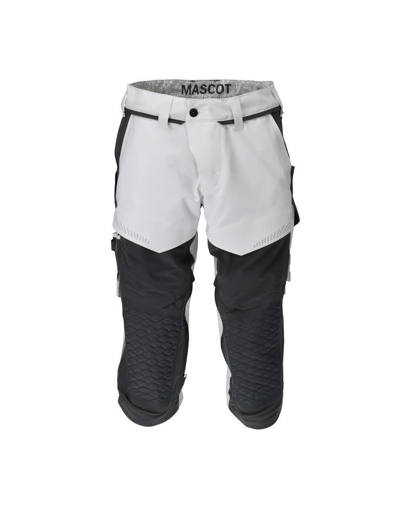 MASCOT ¾ Length Trousers with kneepad pockets – White/Stone Grey
