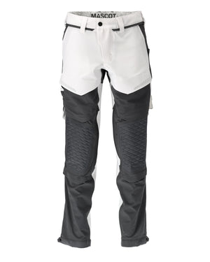 MASCOT Trousers with kneepad pockets – White/Stone Grey