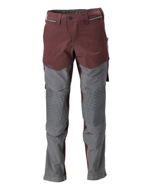 MASCOT Trousers with kneepad pockets – Bordeaux/Stone Grey