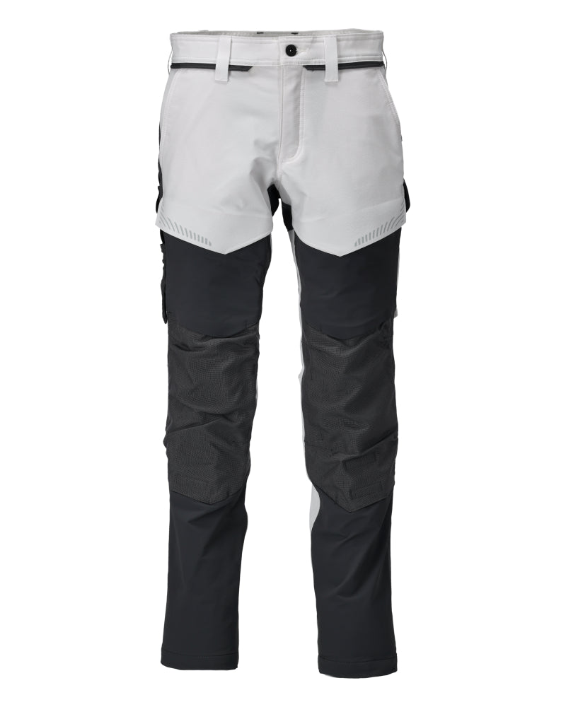 MASCOT Trousers with kneepad pockets – White/Stone Grey
