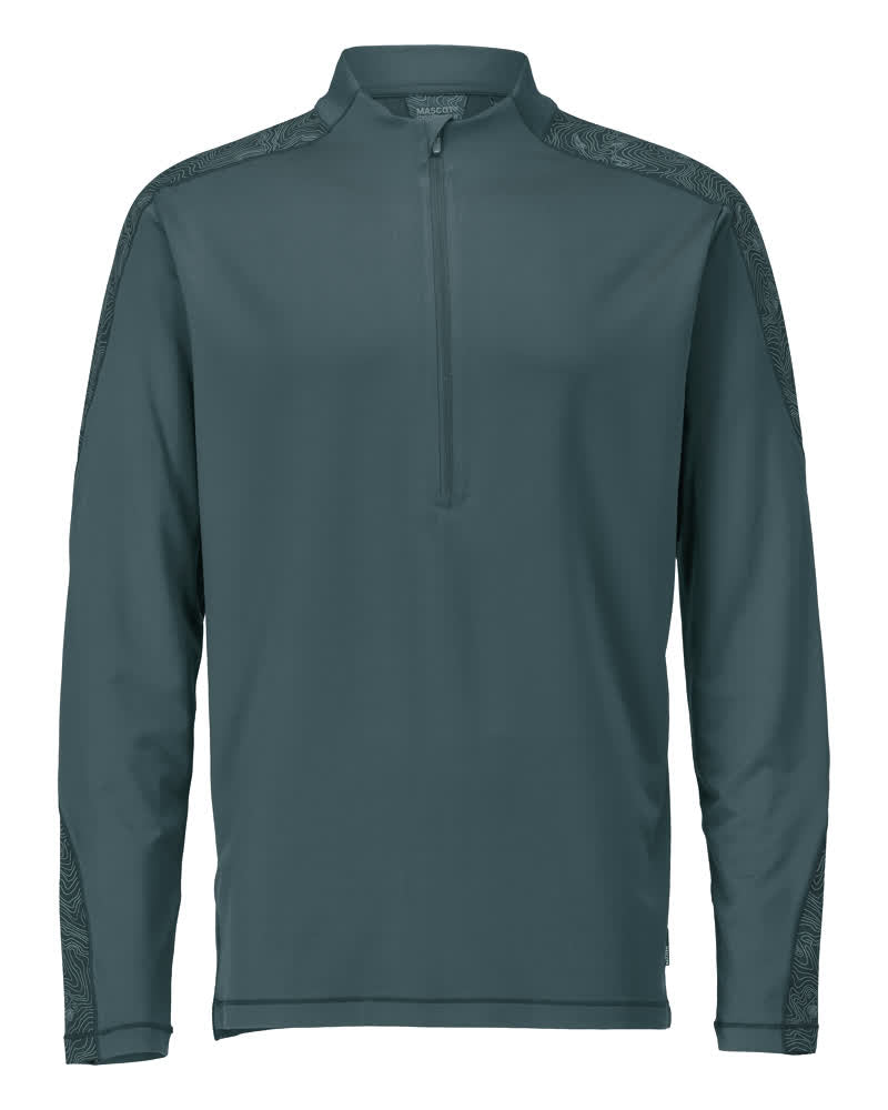 MASCOT T-shirt, long-sleeved, with half zip – Forest Green