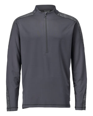 MASCOT T-shirt, long-sleeved, with half zip – Stone Grey
