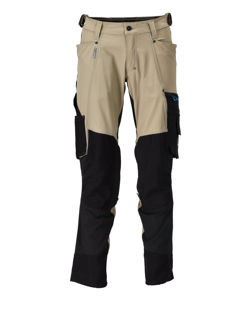 MASCOT Trousers with kneepad pockets – Light Khaki/Black
