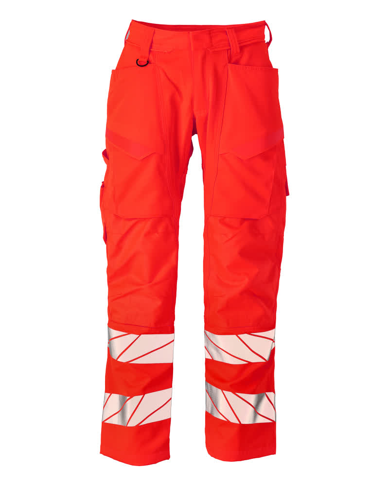 MASCOT Trousers with kneepad pockets – Hi-Vis Red