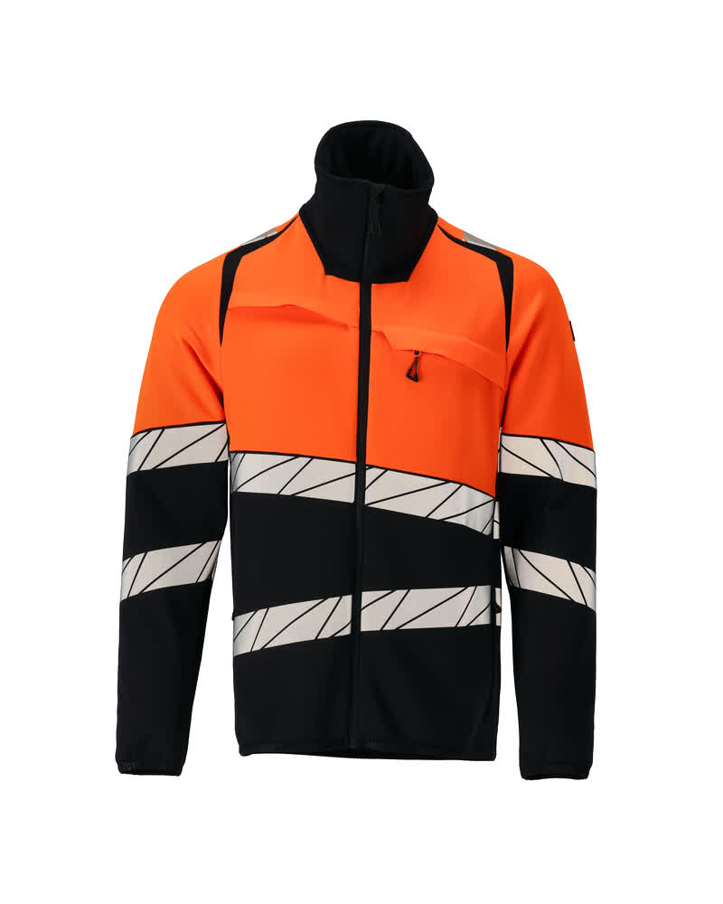 MASCOT Fleece Jumper with zipper – Dark Navy/Hi-Vis Orange