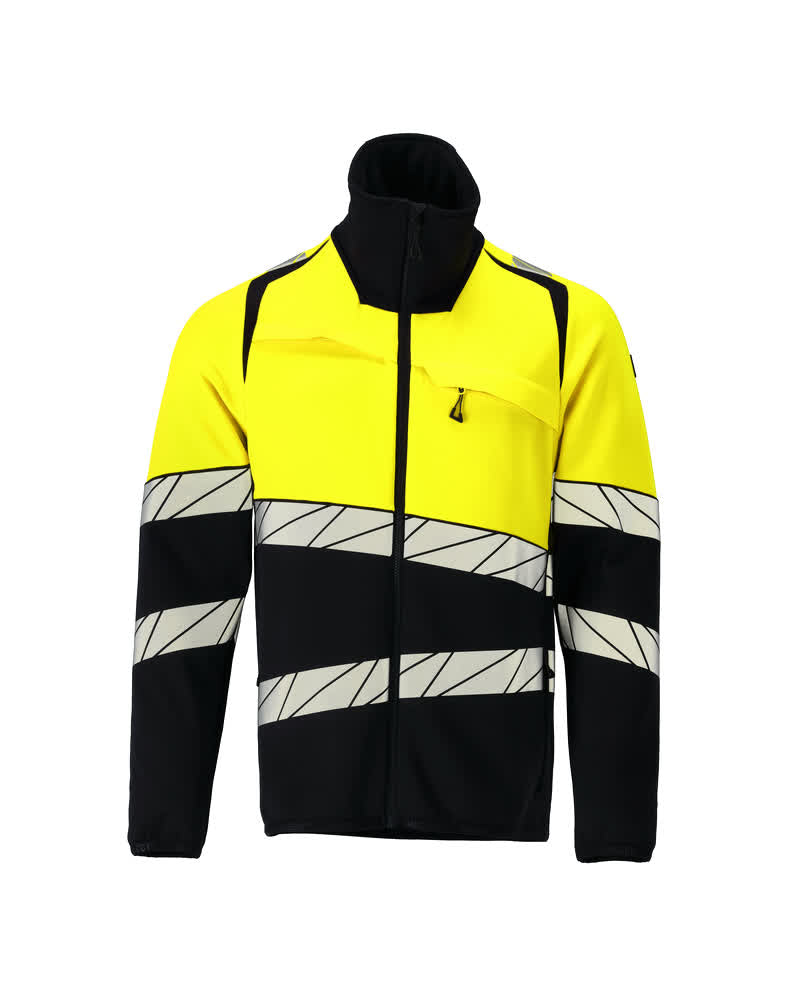 MASCOT Fleece Jumper with zipper – Dark Navy/Hi-Vis Yellow