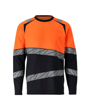 MASCOT T-shirt, long-sleeved – Dark Navy/Hi-Vis Orange